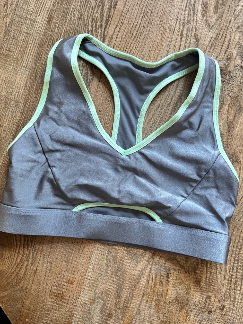 Fabletics Gray Sports Bra with Mint Trim